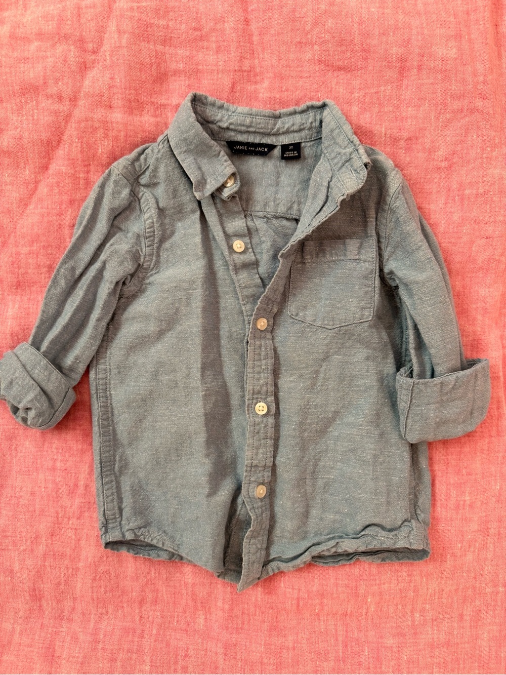 Janie and Jack Slate Gray Button-Front Kids Shirt